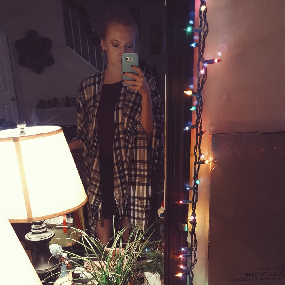 plaid shawl wrap poncho